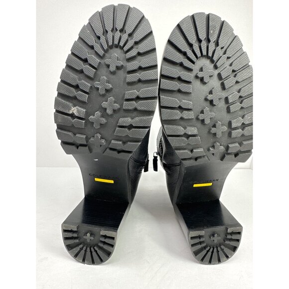 Cole Haan Foster Size 9.5 Leather Double Buckle Block Heel Booties Zip - Picture 8 of 9